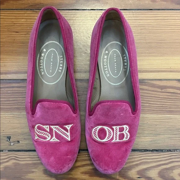 Stubbs & Wootton Fuchsia Velvet Loafers - Picture 1 of 3